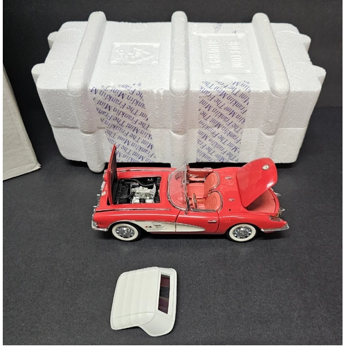 FRANKLIN MINT 1959 CHEVROLET CORVETTE ROMAN RED SCALE 1:24 NEW B11UW49