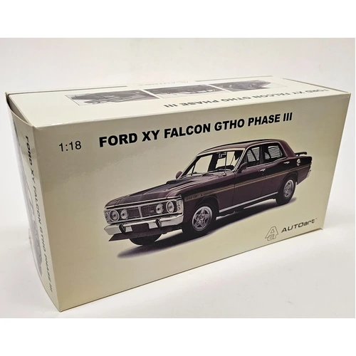 AUTOART 1:18 Ford XY Falcon GTHO Phase III (Vintage Burgundy-Gold Side Stripes) 702 made