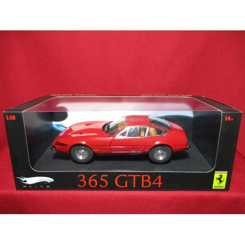 1:18 Scale Ferrari 365 GTB4 Red Hot Wheels Elite Diecast Model Car Rare L2980