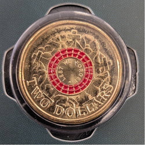 $2 2023 RED Lest We Forget 35th Anniversary NEW Un-Circulated Coloured AUS TWO DOLLAR Coin
