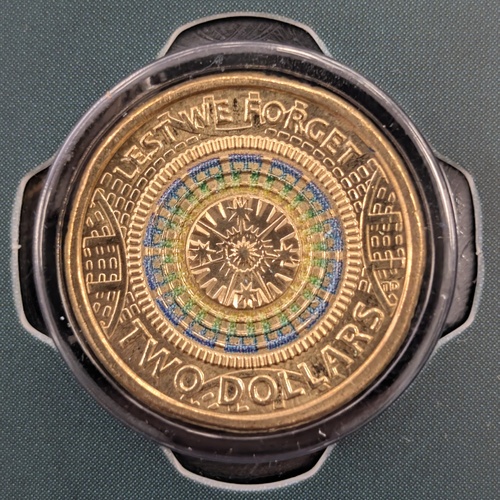 $2 2023 Green Lest We Forget 35th Anniversary NEW Un-Circulated Coloured AUS TWO DOLLAR Coin