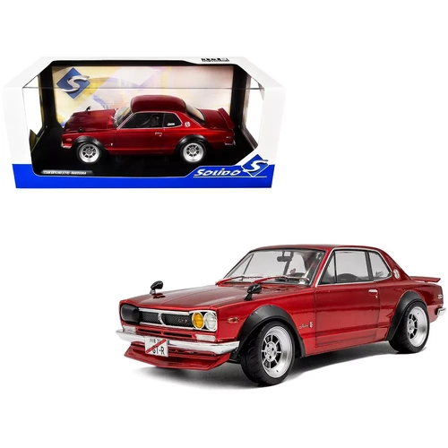 1970 Nissan Skyline (C10) Hakosuka RHD (Right Hand Drive) Red Metallic 1/18 Diecast Model Car by Solido