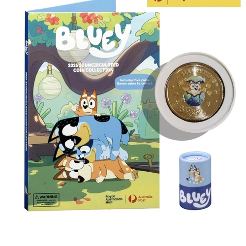 2026 Bluey $2 Folder Tube Set: Coloured Sleeptime + Coloured Till Coins
