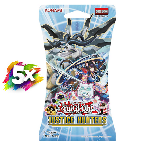 5 x Yu-Gi-Oh! Justice Hunters - 7 x Card Blister TCG 25 cards in total