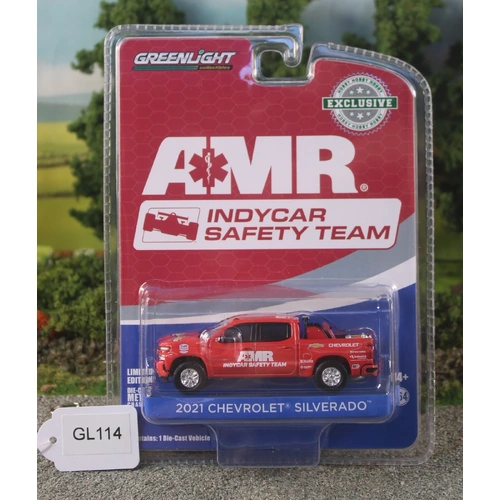 1:64 Greenlight Red 2021 Chevrolet Silverado AMR #30404 FNQHotwheels GL114
