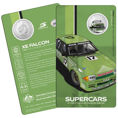 2020 50¢ 60 Years of Australian Touring Car Champions Ford XE Falcon - 50c Coloured CuNi UNC coin