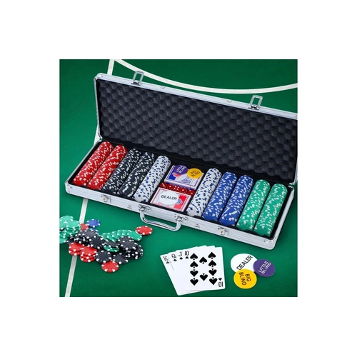 500pcs Poker Chips Set Casino Texas Hold'em Gambling Party Game Dice Cards Case