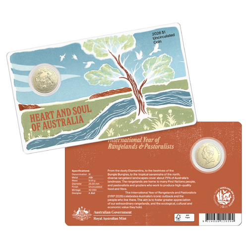 Heart and Soul of Australia - $1 Coin on card