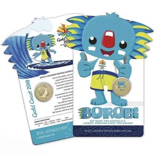 2018 $1 Commonwealth Games Coloured Borobi on Card