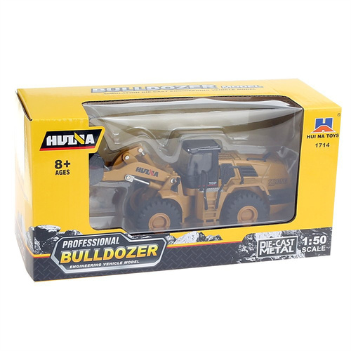 Huina 1714 Alloy Bulldozer Model 1:50 Loader Simulation Engineering Truck Forklift Static Model Toy