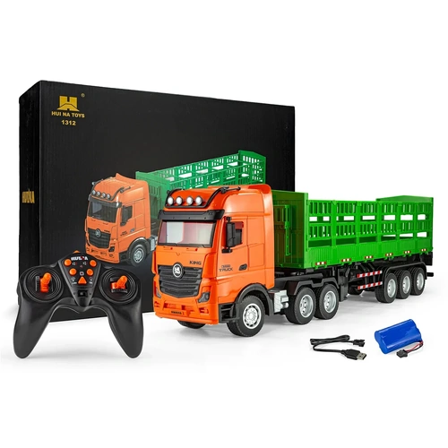 HuiNa RC 1312 RC Semi Truck Electric 4WD 1/18 Scale RTR - Orange/Green
