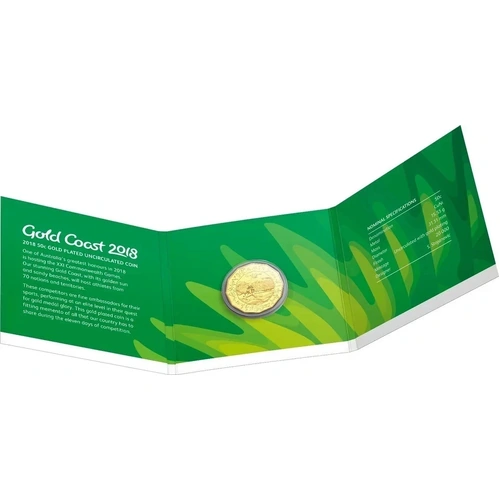2018 Australia Gold Coast XXI Commonwealth Games 50c Cents Plated UNC Coin Card