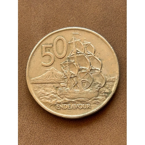 New Zealand 50 Cents Coin 1979 - Endeavour - Nickel - Silver - 1970s