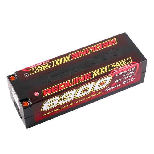 Gens Ace 4S Redline 2.0 6300mAh 140C 15.2V Hardcase Lipo Battery (5.0mm Bullet) GEA63004S14D5