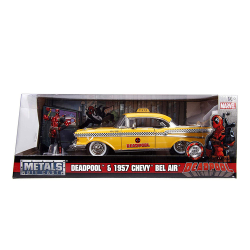 Jada Hollywood Rides - Deadpool & 1957 Chevy Bel Air 1:24 Scale die cast vehicle taxi
