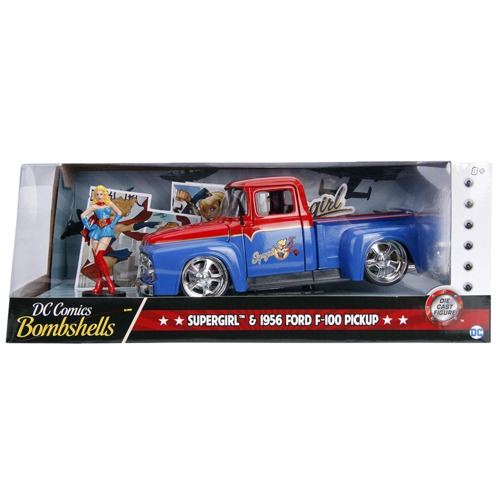 DC Bombshells - Supergirl 1956 Ford F100 1:24 Scale Hollywood Rides Diecast Vehicle
