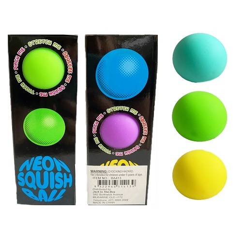 Neon Squish Balls 3 Pack Stress Toy Random Colours