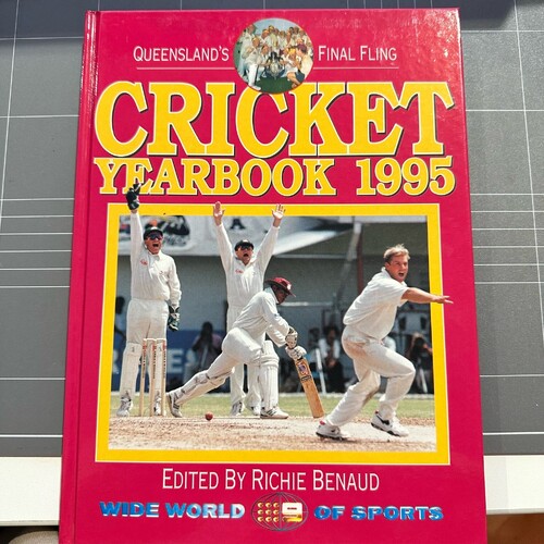 Cricket Yearbook 1995 - edited by Richie Benaud -World Wide of Sports (HARDCOVER BOOK)
