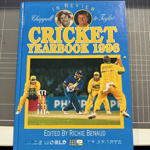Cricket Yearbook 1996 - edited by Richie Benaud -World Wide of Sports (HARDCOVER BOOK)