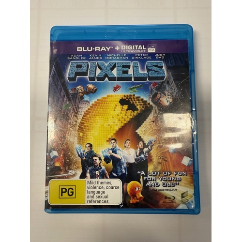 PIXELS - Blu-ray (2015) PG - Preowned great condition