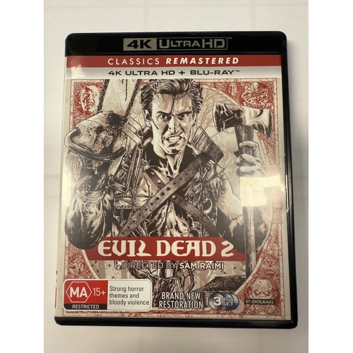 Evil Dead 2 (Remastered, Blu-ray, 1987) 3 Disc set 4K Ultra HD