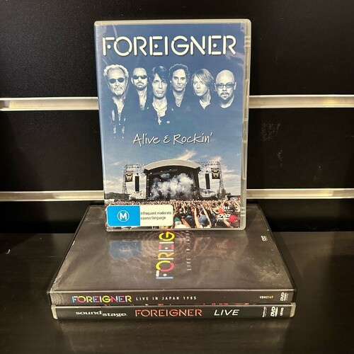 FOREIGNER DVD BUNDLE - LIVE IN JAPAN 1985, LIVE. ALIVE & ROCKIN' - GC