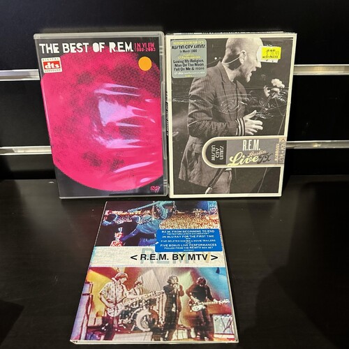 R.E.M. DVD BUNDLE - THE BEST OF R.E.M. IN VIEW 1988-2003, LIVE FROM AUSTIN TX, R.E.M. BY MTV - GC