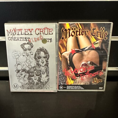 MOTLEY CRUE DVD BUNDLE - GREATEST VIDEO HITS & LEWD, CRUED & TATTOOED - GC