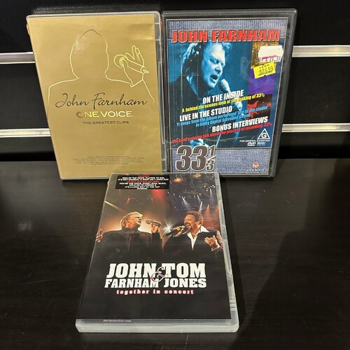 JOHN FARNHAM DVD BUNDLE - ONE VOICE, 33 1/3 ON THE INSIDE & JOHN FARNHAM & TOM JONES TOGETHER IN CONCERT - GC