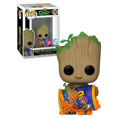 POP! Vinyl Marvel - Groot with Cheese Puffs #1196 FLOCKED