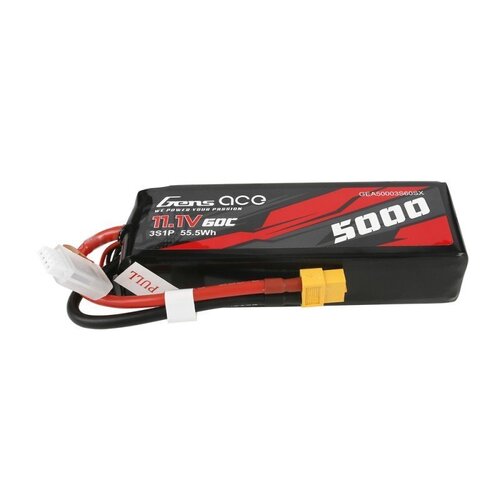Gens Ace 3S 5000mAh 11.1V 60C Soft Case  LiPo Battery (XT60+TRX adaptor)
