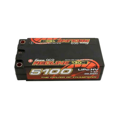 Gens Ace 2S Redline 5100mAh 7.6V 130C  Shorty Hardcase/5mm bullet HV LiPo Battery (5.0mm Bullet)