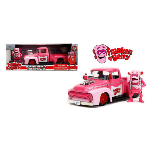 JADA 1:24 Franken Berry - 1956 Ford F-100 Pickup Truck w/Franken Berry Figure (Pink