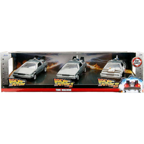 Back to the Future - DeLorean Time Machine Hollywood Rides 1/32 Scale Die-Cast Vehicle Replica 3-Pack