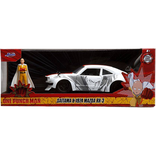 One Punch Man - Saitama & 1974 Mazda RX-3 1/24th Scale Die-Cast Vehicle Replica