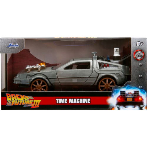 Back to the Future III - DeLorean Time Machine (Train Wheel Version) Hollywood Rides 1/32 Scale Die-Cast Vehicle Replica