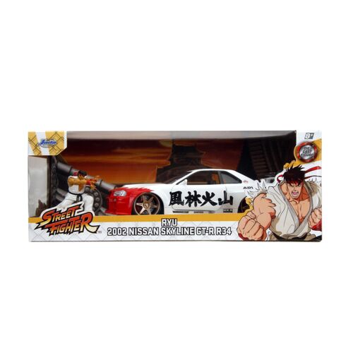 Street Fighter - Nissan Skyline GTR R34 (with Ryu figure) 1:24 Scale Diecast Vehicle Set