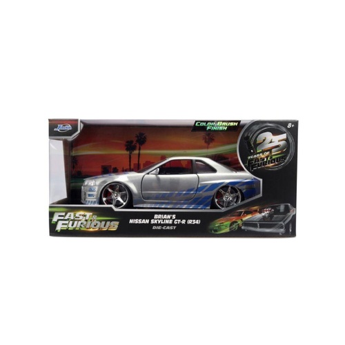 Fast & Furious – Brian’s 2002 Nissan Skyline GT-R (BNR34) 1:24 Scale Diecast Vehicle 25th