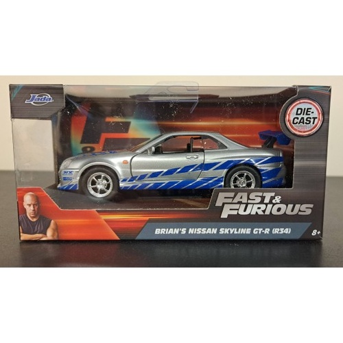 Fast & Furious – 2002 Nissan Skyline GTR R34 Silver 1:32 Scale Hollywood Ride