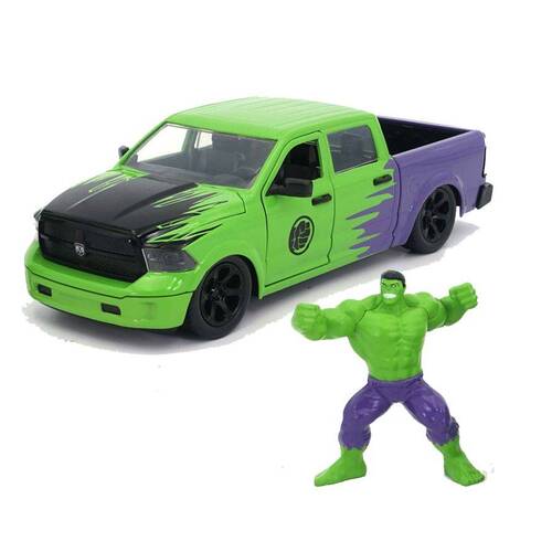 Marvel Comics - 2014 Dodge Ram 1500 1:24 Scale Hollywood Rides with Hulk Set die cast