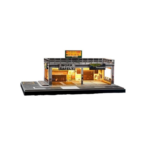 1:64 Diorama – Safework Double-Deck Parking Workshop Miniature Scene