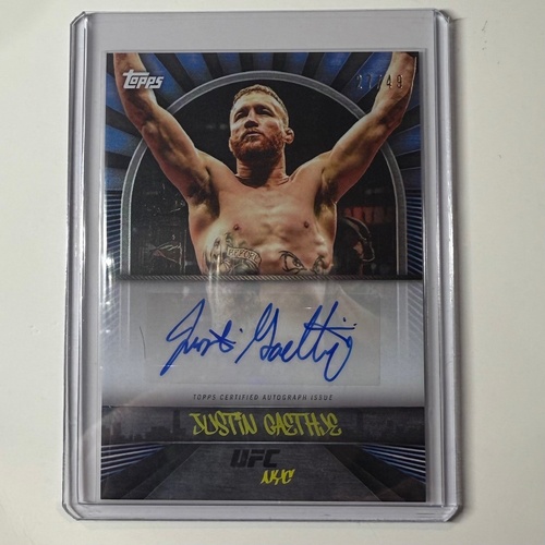 2024 TOPPS UFC NYC - JUSTIN GAETHJE Blue AUTO 27/49 #20A
