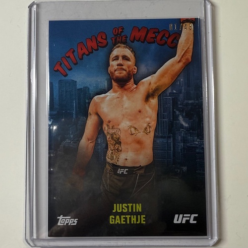 2024 TOPPS UFC NYC - JUSTIN GAETHJE Titans Of The Mecca BLUE 01/49 #TM-4
