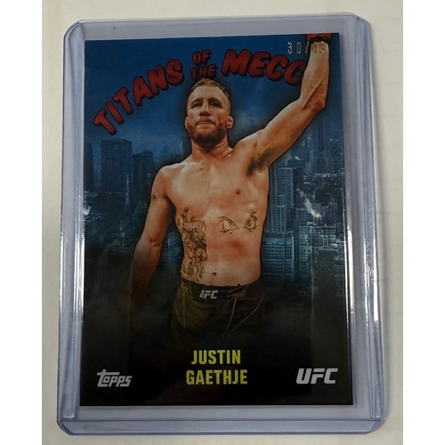 2024 TOPPS UFC NYC - JUSTIN GAETHJE Titans Of The Mecca BLUE 30/49 #TM-4