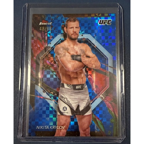 2024 Topps Finest UFC - NIKITA KRYLOV Blue Checkerboard 48/99 #30