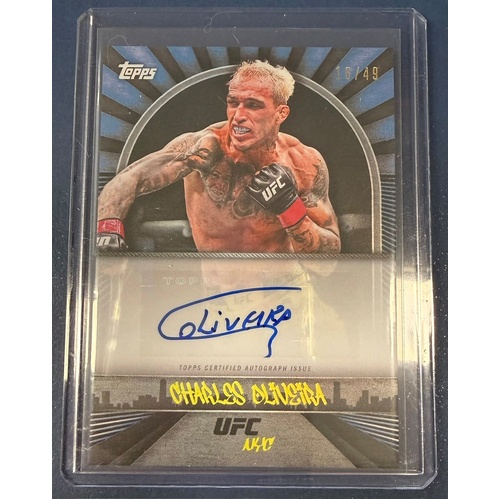 2024 TOPPS UFC NYC - CHARLES OLIVEIRA BLUE AUTO 16/49 #3A
